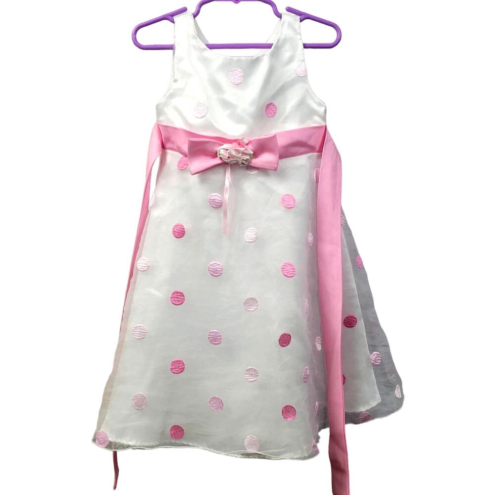 Girls Youngland Multicolor Dress w/‎ Pink Bow Size 4
